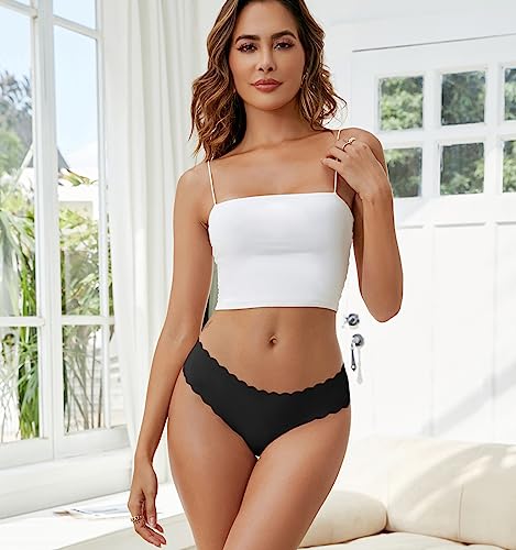 Wetopkim Seamless Thongs for Women, No Show Panties V-waisted Stretch Breathable, Seamless Thong Underwear 6 Pack S-XL