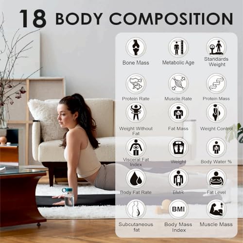 Image of Healthgenie Smart BMI Weight Machine for Body Weight with 18 Body Parameters Sync with Mobile App, Body fat Analyzer Machine with 2 Yrs Warranty Bluetooth Weighing Machine Grey Divine (HB-411)