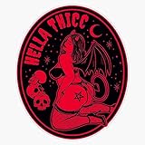 Hella Thicc Curvy Pinup Girl Halloween Devil Black and Red Sticker Vinyl Waterproof Sticker Decal Car Laptop Wall Window Bumper Sticker 5'
