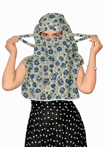 Image of Women and Girls Printed Scarf Cum Face Cover Mask Head Neck Face Safety Sun Protection Scarf Mask Head Bandana Wrap Pure Cotton Printed Stole