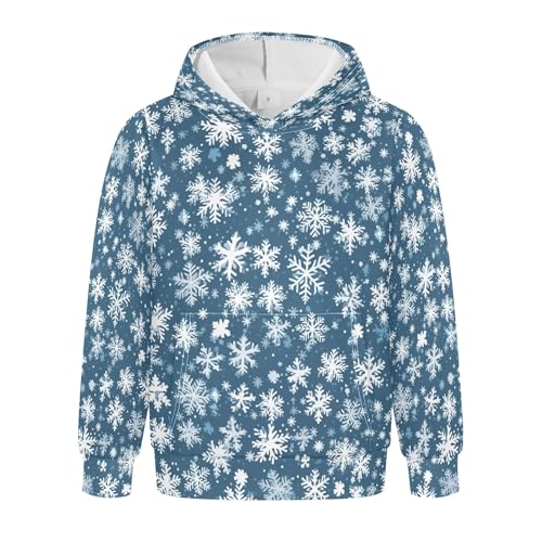 Kids Hoodies Sweaters Christmas Xmas Snowflake Hooded Sweatshirts with Big Pockets for Boys Girls B0400388