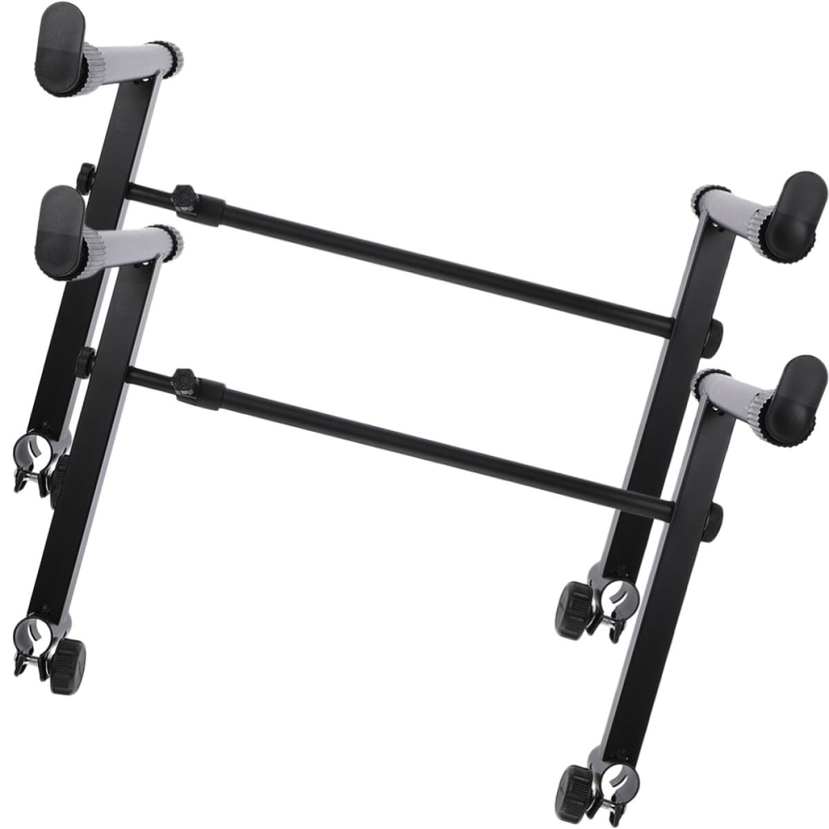 Veemoon 2 Set Supporto per Tastiera in Ferro Nero Design Antiscivolo e Alta Capacità di Carico per Pianoforti Elettronici, per Uso Domestico Doppio Tubo Opzionale