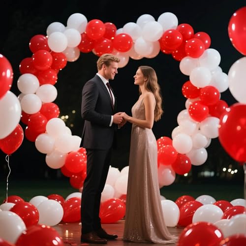 Image of Red Balloon 110pcs, Red Latex Balloons12 inch for Birthday Valentine's Day Wedding(with 2 Ribbons). (Pack of 3)