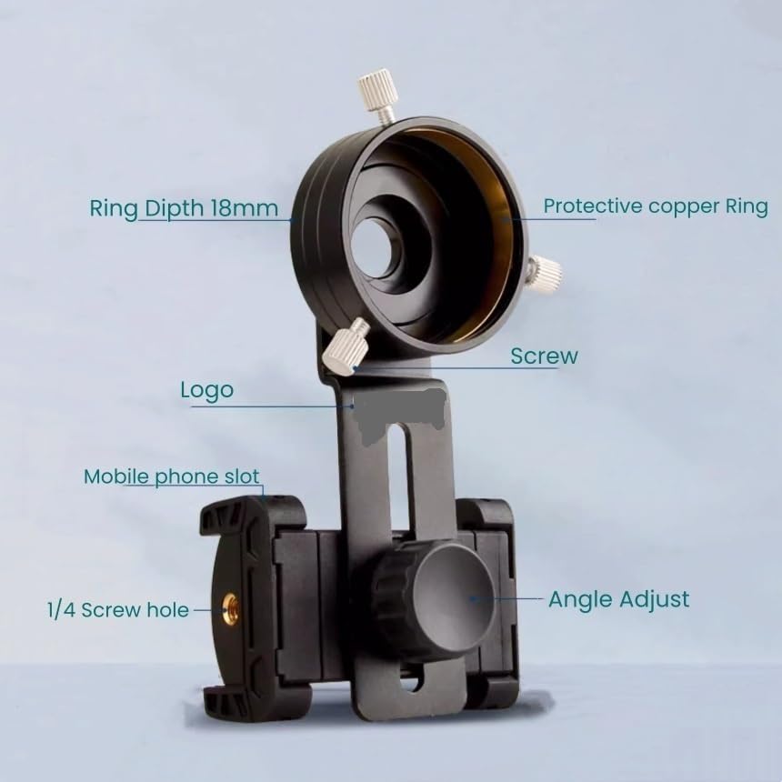 Supporto Adattatore for microscopio, telescopio e Lampada a Fessura Universale for Smartphone in Metallo da 30-57 mm for Video(Set E 52-57mm)