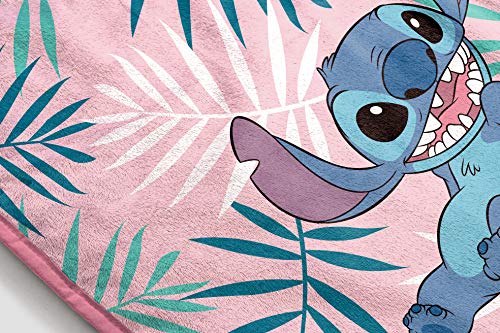 Image of Jay Franco Plush Throw Blanket - 46 inch x 60 inch Inches Kids Hero Soft & Cozy Fleece Throw for Bedroom & Couch Decor, Official Licensed Product, Pink - Lilo & Stitch