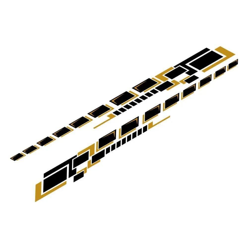 2PCS Auto Körper Seite Streifen Aufkleber Lange Streifen Tür Seite Vinyl Aufkleber Auto Body Styling Fahrzeugaufkleber(Black Gold)