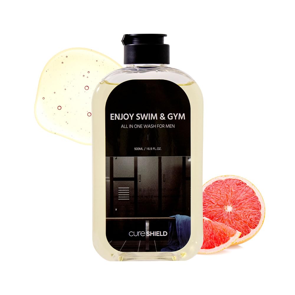 Enjoy Swim 3-in-1 Men's Body Wash, Swimmers Shampoo, Hard Water Hair Treatment, Chlorine Protection for Skin & Hair, Removes Dandruff, Soothes Dry Itchy Skin - 16.9 Ounce, 500ml