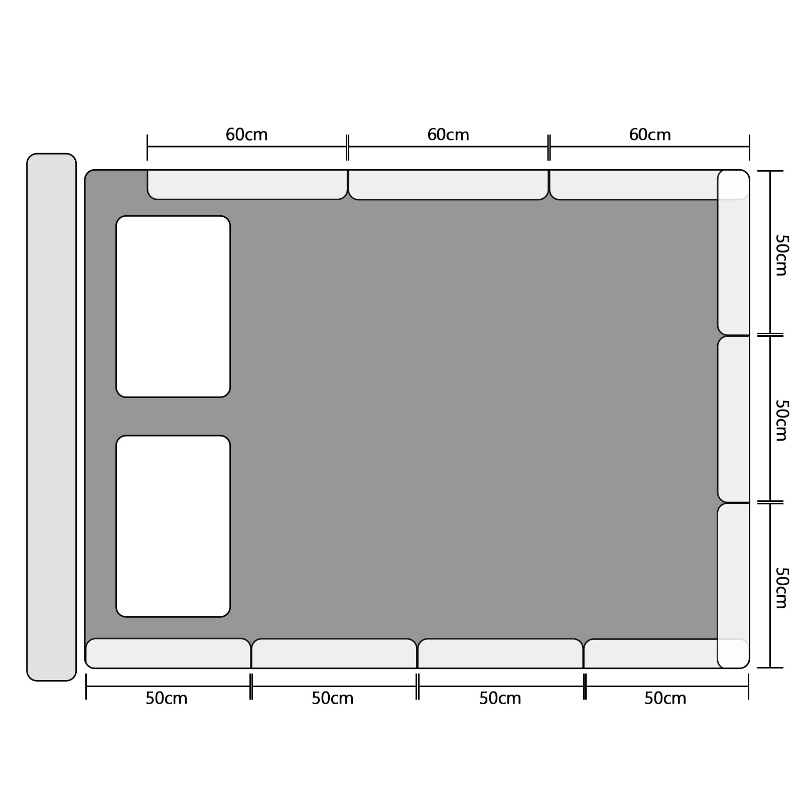 2X Barriera per letto 60 x 28 cm, Regolabile in altezza, Barriera di sicurezza per letto a 5 fori, Barriera per bambini piccoli per prevenire le cadute, Colore: Grigio