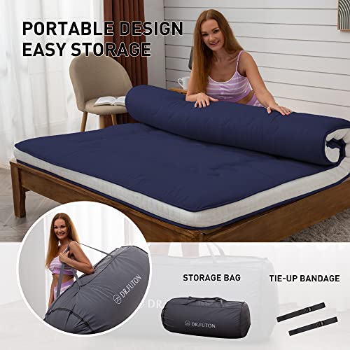 Dr.futon Japanese Floor Futon Mattress Extra Thick Folding Roll Up Bed Topper Mat For Guest,Lounger And Tavel #TOP4