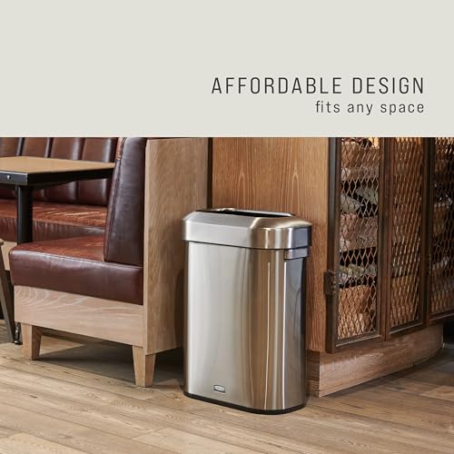 Image of Rubbermaid Commercial Products Refine Decorative Container, 15 Gallon, Slim Stainless Steel Trash Can, Indoor for Hotel Lobbies /Conference Rooms /Washroom