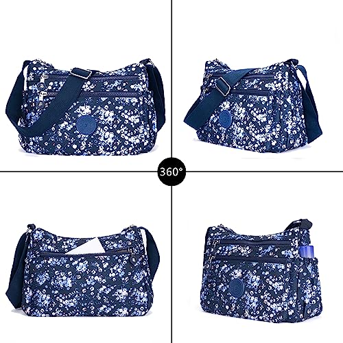 Image of Nawoshow Nylon Floral Multi-Pocket Crossbody Purse Bags for Women Travel Shoulder Bag