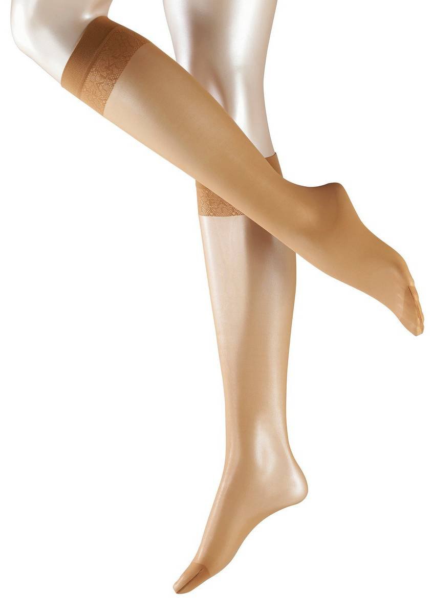 FALKEWomen's Matt Deluxe 20 DEN W KH Sheer Plain 1 Pair Knee-High Socks, Beige (Sun 4099), 5.5-8