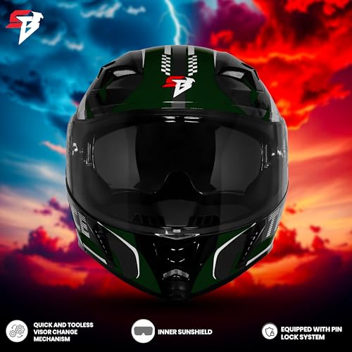 Image of Steelbird SBA-20 Trace ISI Certified Flip-Up Graphic Helmet for Men and Women with Inner Silver Sunshiled