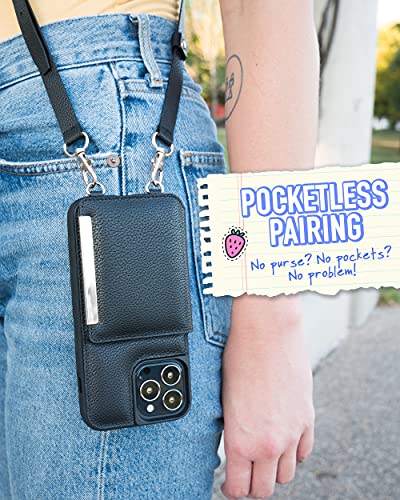 Smartish Iphone 13 Pro Max Crossbody Wallet Case For Women - Dancing Queen [Purse/Clutch With Detachable Strap & Wristlet] Protective Cover With Credit Card Holder - Stiletto Black-Silver #TOP4