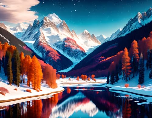 Poster rivière et montagne sur toile artistique 50x70 cm