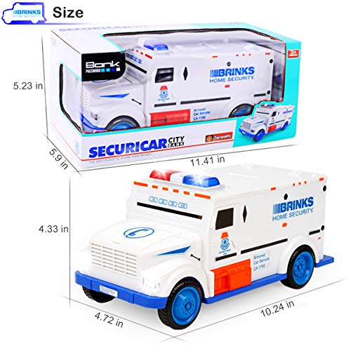 Yoego Kids Money Bank, Electronic Piggy Banks, Great Gift Toy For Kids Children, Cool Armored Car Bank Password Coin Bank, Perfect Toy Gifts For Boys Girls (White) #TOP2