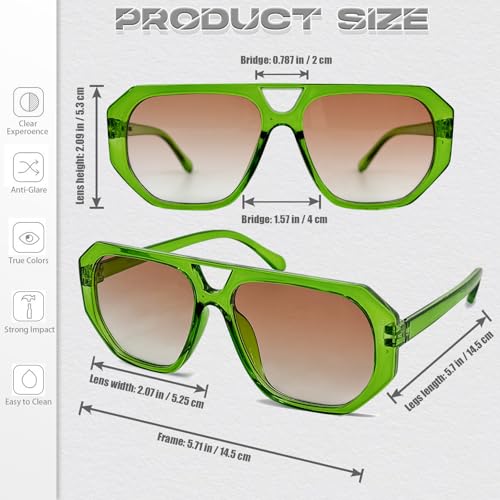 Image of LOHO MAGICA Rectangle Aviator Sunglasses, Retro Sunglasses for Women Men, Trendy Flat Frame Vintage 70s Sun Glasses