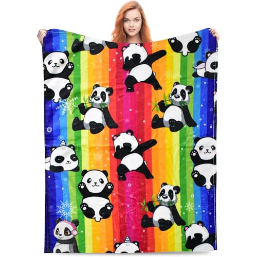 Kuscheldecke Panda Superweiche Decke Cartoon Anime 3D Druck Winter Decken Flauschig Warme Bequeme Übergröße Plüsch-Fleecedecke Sofadecke Reisedecke for Bettcouch & Sofa für Jungen Kinder Mädchen