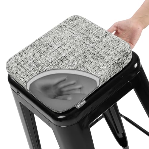 SINOSSO Magnetic Chair Pad for Metal Chair Non-Slip, 11" Square Memory Foam Seat Cushion 1 Pack, Cushion for Bistro Cafe Kitchen Folding Chairs Bar Stool, White-Gray