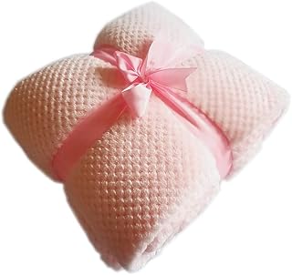 Manta cálida de franela para sofá, oficina, para niños, portátil, funda de viaje (200 x 230 cm), color rosa claro