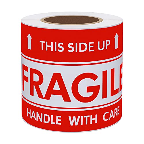 Snapklik.com : Hybsk This Side Up Fragile Stickers 3x5 Inch Handle
