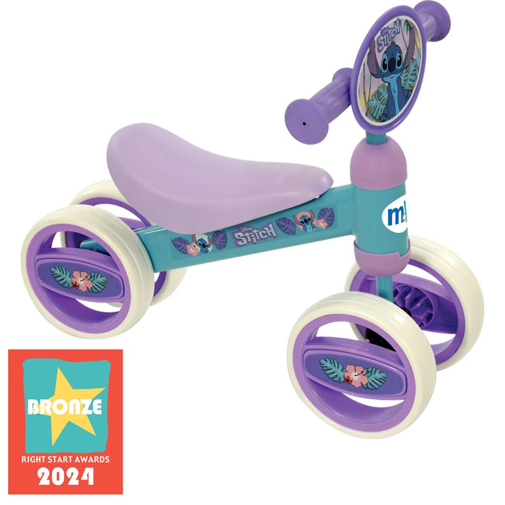 Disney Stitch 77770 Tricycle pour bébé 47 x 25 x 37 cm, Max. 15 kg + 1 an, 3 Roues Anti-crevaison, siège Ergonomique, Structure Stable, Design coloré, vélo sans pédales