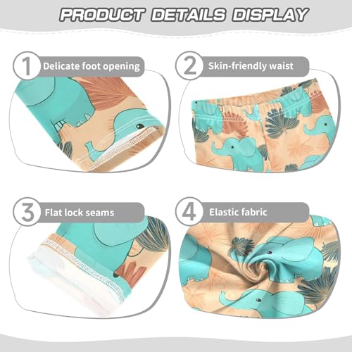 ALAZA Girls' Leggings Children's Yoga Pants Skinny Printed Dance Green Elephant Comfortable 4T2