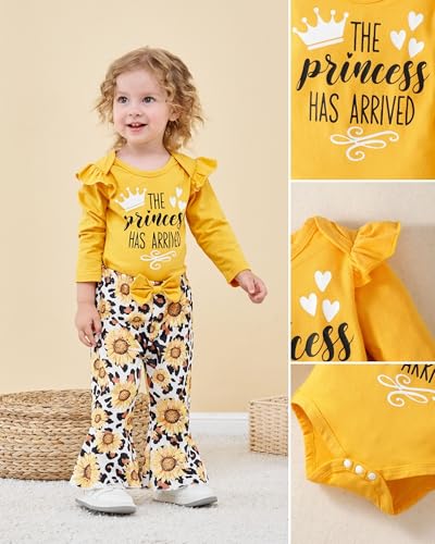 Newborn Baby Girl Clothes Infant Outfits Clothing Ruffle Romper Bell Bottoms Flared Pants Outfit Sets for Baby Girls2