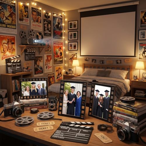 Image of AceOrbit 3 Pcs Filmstrip Picture Frame Vintage Wood Cinematic Film Photo Frame Fit 4 x 6 Inch Picture with Clear Acrylic Cool Handicrafts Tabletop or Wall Mounting for Display for Farmhouse Home Decor