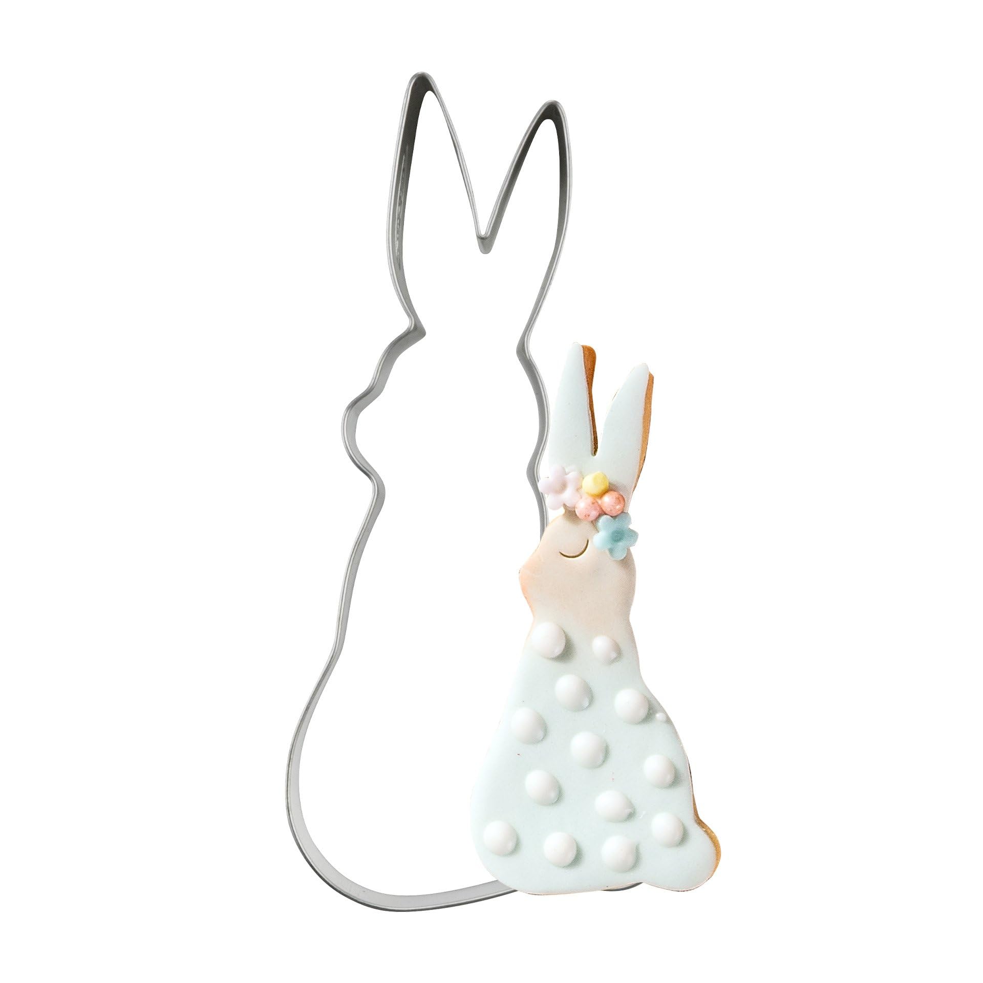 Dr. Oetker Rabbit Cookie Cutter - Golden Easter Tin Plate Cookie Cutter, Tin-Plated, 110 x 50 x 25 mm, Designed in Germany, Ideal for Baking at Easter