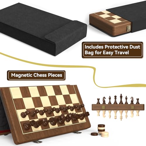 Set Magnético de Ajedrez y Damas de Madera 15" miniatura 6