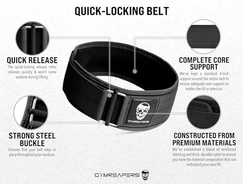 Gymreapers GR-SELFLOCKINGBELT-BLACK-M Quick Locking Weightlifting Belt thumb #2