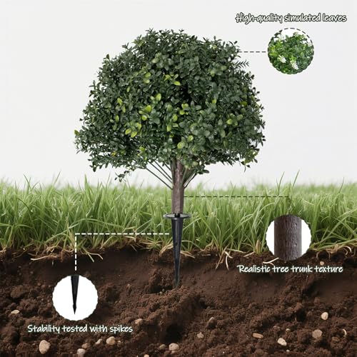 BCBLF Artificial Boxwood Balls Outdoor Set of 2, Faux Topiary Balls for Planters, UV Resistant Boxwood Greenery Balls for Porch Patio Garden Front Door Decor — view 4