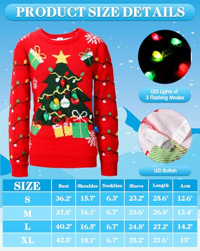 Liitrsh 3 Pack Christmas Tree Light up Ugly Sweaters for Women 2024 Knitted Xmas Tree Reindeer Hat Socks for Adults Holiday2