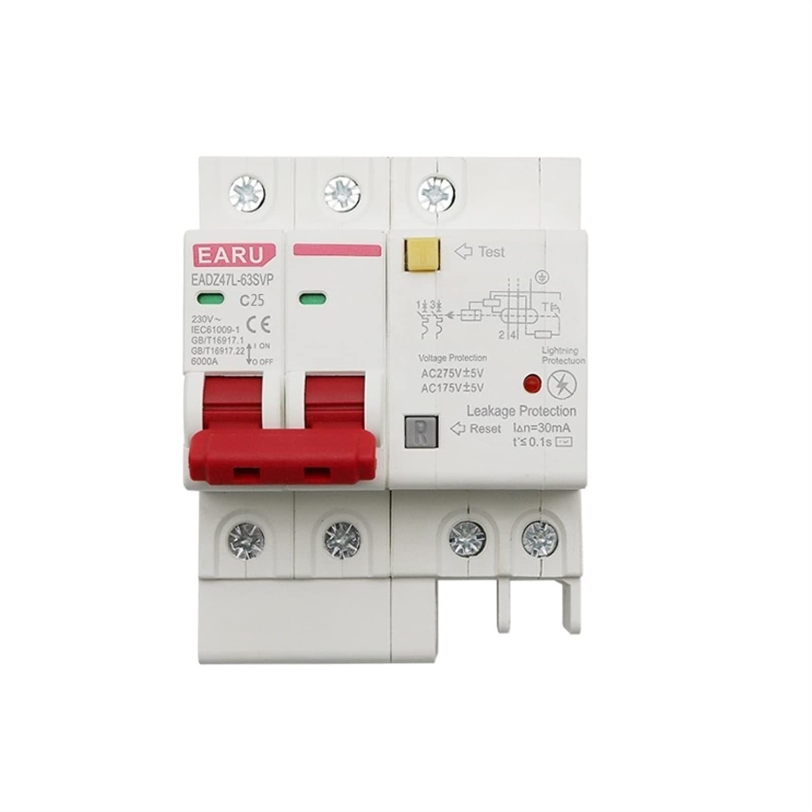 Disjoncteur différentiel 25A 2P et SPD anti-foudre pour coffret électrique