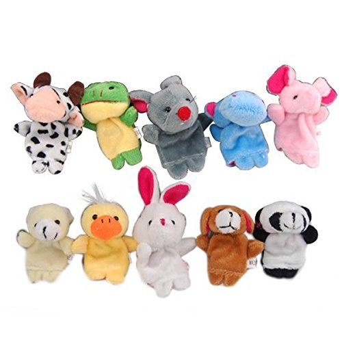 DMZK Morbido Velluto Cartoon Animal Dito, 10pcs Bambole Props Giocattoli Dito Giocattoli Impostato per Neonati e Bambini