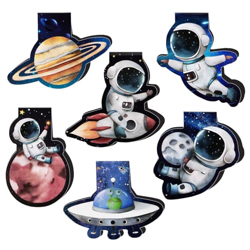 6pcs Marcapáginas Magnético Planeta Marcapáginas Astronauta para Niños Regalo Cumpleaños Infantil Regalo Alumnos Primaria Marcapáginas Original Espacio