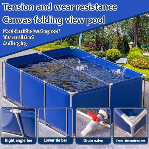 Estanque de peces portátil e impermeable con válvula de drenaje para uso exterior 3