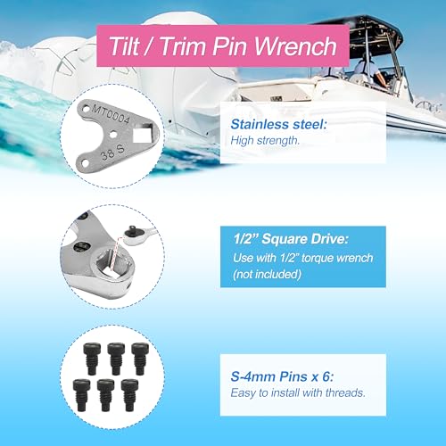 Image of Outboard Trim /Tilt Pin Wrench MT0004-38mm x 4mm with S-4mm Pins, Compatible with Seastar /4 Stroke Yamaha V6 & Non-VMAX 2 Strokes，Remove Hydraulic Cylinders Trim /Tilt Caps