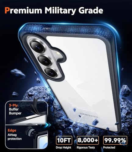 Image of ClearBlack Transparent Back Cover for Samsung Galaxy S26, Anti-Yellow Clear Polycarbonate Hard Back with Black TPU Bumper, Shockproof Hybrid Case, Anti-Scratch 360 Protection Mobile Cover