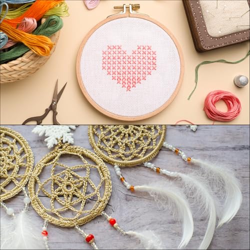 Image of MECCANIXITY 12 Pieces 9 Inch Embroidery Hoops Adjustable Round Bamboo Circle Cross Stitch Hoop Ring for Art Craft Handy Sewing Needlework DIY Decoration
