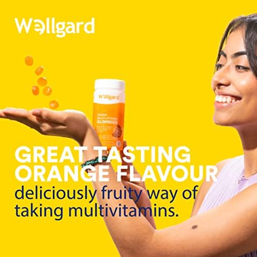 Vegan Multivitamin Gummies by Wellgard - Chewable Multivitamins Adults, 60 Vitamin Gummies, Orange Flavour (Adult Gummies)