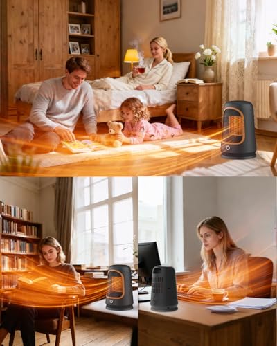 Ayhome Electric Space Heater Portable 1500W Ptc Ceramic Heater – Low Energy Silent – With Anti-Tip Power Cut-Off And Flame-Retardant Housing - 7