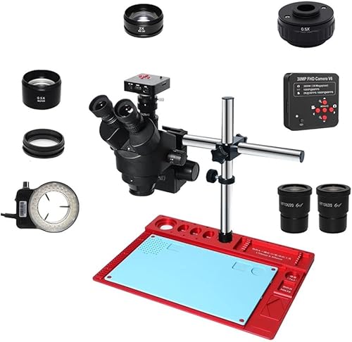 Miniatura 7 de Kit de accesorios para microscopios de 38 MP H_DMI USB Microscopio Cámara digital 35X-90X Simul-Focal Trinocular estéreo Zoom Microscopio para