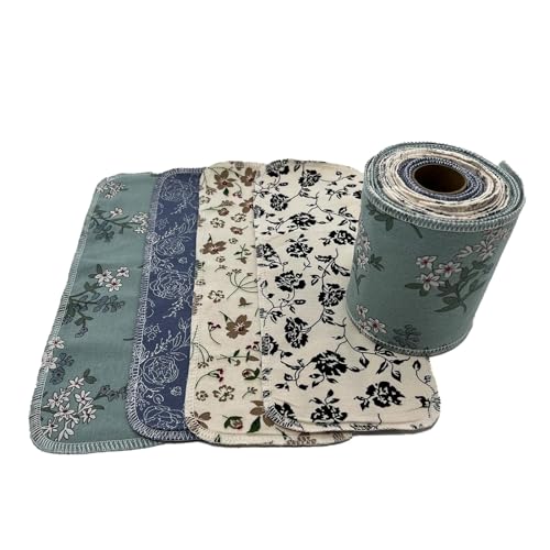 BEECO GIF2U Reusable Toilet Paper Towels 20 Count Roll,Washable Cotton Cloth Paper Bidet Towels,2-Ply Super Soft Absorbent,Paperless Wipes Zero Waste(4 Colors Flower)