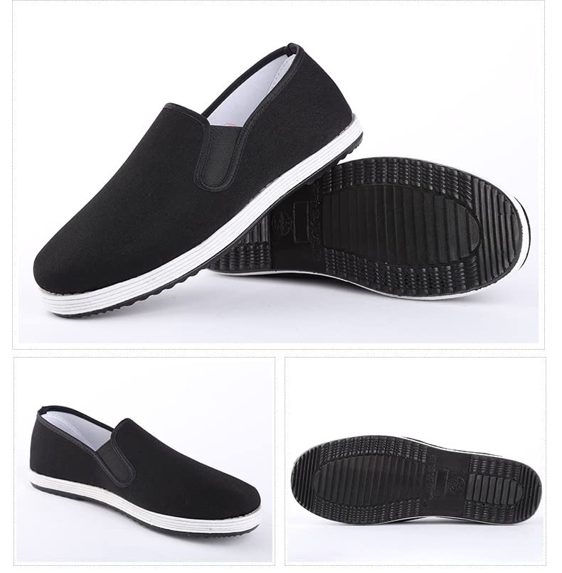 Men's Old Beijing Chinese Traditional Cloth Shoes,Comfortable and Breathable Handmade Casual Cloth Shoes Kung Fu Shoes,Black Bottom,10.54