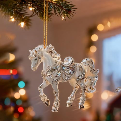 Pferde-Weihnachtsbaumschmuck, 2D-Acryl-Pferde-Ornamente in...