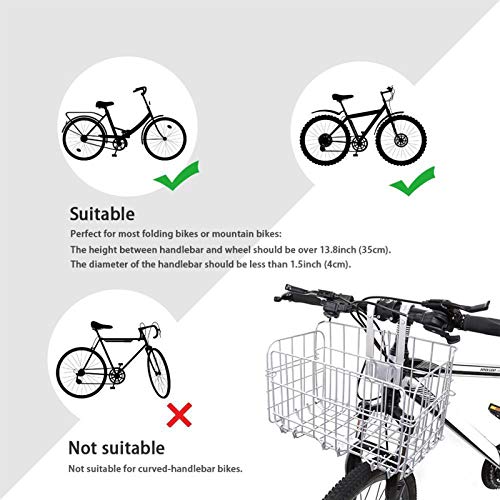HOMEE Folding Rear Bike Basket - Wire Mesh Detachable Front Bag, Handlebar Basket Rear Hanging Bicycle Bag Cargo Rack for Mountain Bike Accessories Storage Frame （1 Pack） - Thumbnail 6