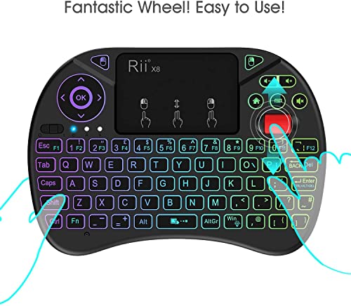 Mini Wireless Multi-media Keyboard Touch Pad Mouse Combo With Scroll Button/Handheld Remote/LED Backlit/Rechargeable For PC/Laptop/Smart TV/Raspberry Pi/KODI//Android TV Box/HTPC/Windows