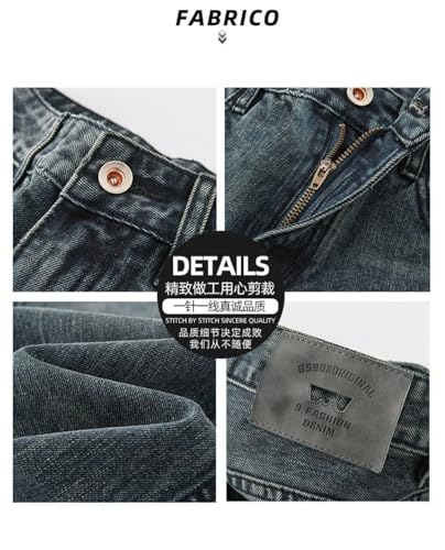 Jeans Pants Trousers Denim Spring and Autumn Micro Horn Deep Color High Street Trendy Men's Pull Floor4